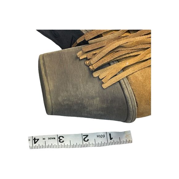 Time and Tru Women's Boots Sz 10 Brown Suede Heeled Side Zip Fringe Ankle Boots - Picture 7 of 10